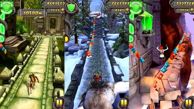 Temple Run 2 Lost Jungle VS Frozen Shadows VS Blazing Sands Gameplay смотреть онлайн
