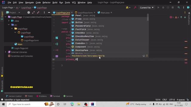 Login Page in Java | IntelliJ Idea | Create Login Page