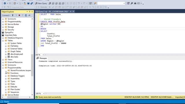 Stored Procedure in SQL Server