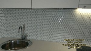 Фартук кухни из стеклянной мозаики Hex Vidrepur  made in Spain