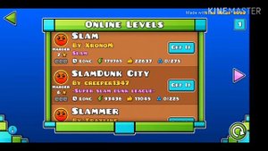 Проходим уровень Slam. показываю свои уровни. В geometry dash