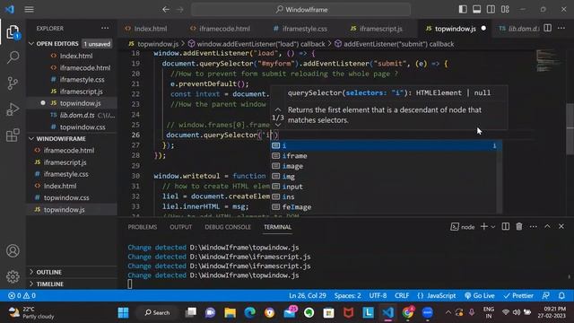 Part 4  Parent window accessing IFRAME scripts through DOM selection
