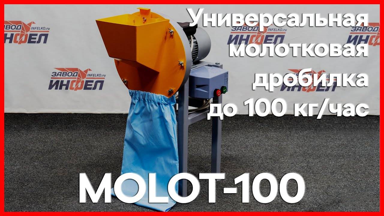 Дробилка молотковая универсальная Molot-100 производительностью до 100 кг в час