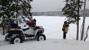 Покатушки на квадрике по сугробам на Polaris 570 полный привод