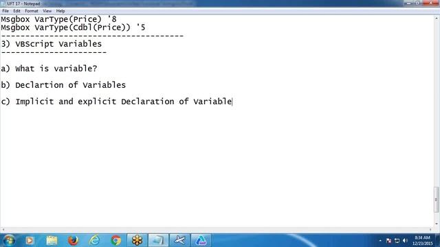 UFT Tutorial 17 - VBScript Data Types and Variables
