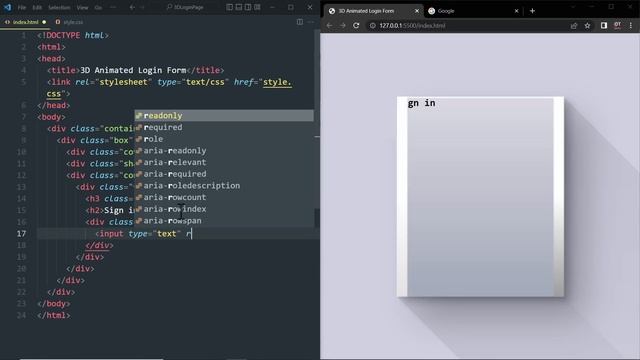 Animated Login Form with Source Code | 3D Login Page using Html CSS смотреть онлайн