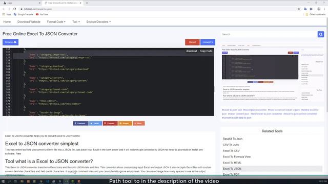Free Online Excel To JSON Converter смотреть онлайн