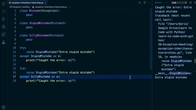 Python Programming Tutorial # 212 | Exception Inheritance in Python | Hierarchical Inheritance