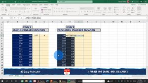 Understanding Sample ( STDEV.S ) AND Population ( STDEV.P ) Standard Deviation Using MS EXCEL #stde