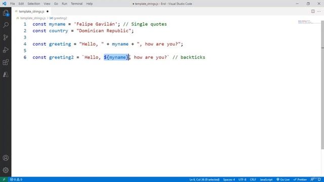 ES5 : Learn Modern JavaScript | Template Strings