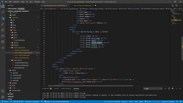 Display data user activity log form DB Laravel 8.X | Dashboard V13 смотреть онлайн
