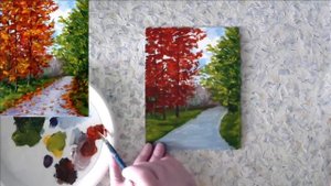 Художники от слова ХОРОШО! Миниатюра Осень. Акрил (гуашь, масло). Painting for beginners.