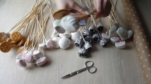 Букет из зефира, печенья и конфет. Мастер класс. ОЧЕНЬ простой способ