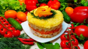 Вкусные салаты на праздничный стол – Салат с копченой курицей и апельсином– очень сочный и ароматный