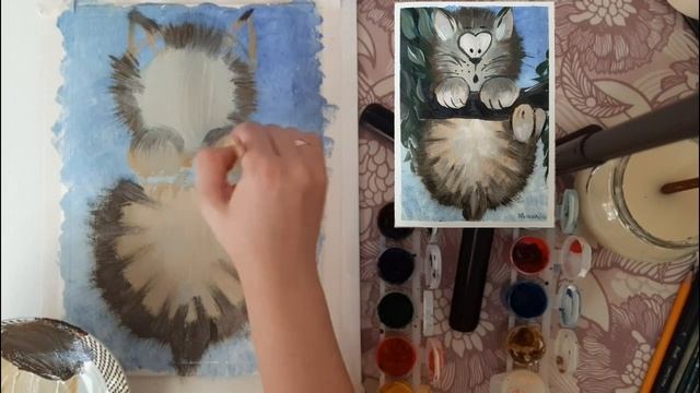 Время рисовать.Кот на ветке смотреть онлайн