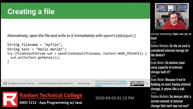 Data Storage - Android Lesson 9.0 - AWD 1112 Spring 2020