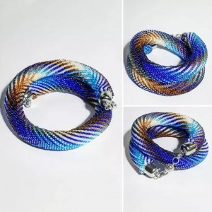 Двойной браслет  Чокер. Толстый жгут из бисера. МАСТЕР КЛАСС. TUTORIAL. DIY