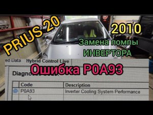 Toyota Prius 20 устранение ошибки P0A93 замена помпы инвертора.