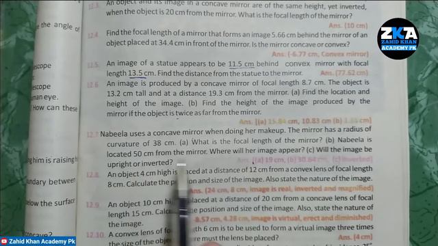 Class 10 Physics Chapter 12 Numericals | 10th Physics Chapter 12 Geometrical Optics Numericals