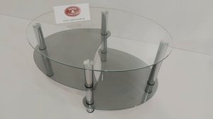Стеклянный журнальный стол (c фигурными полками)