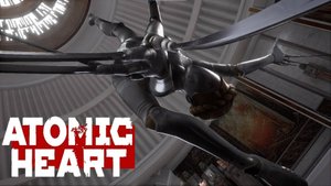 Левая близняшка в Atomic Heart: Убийство за 31 секунду на MAX сложности с оружием Звездочка.