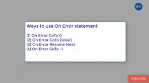 How to use On Error statements in VBA