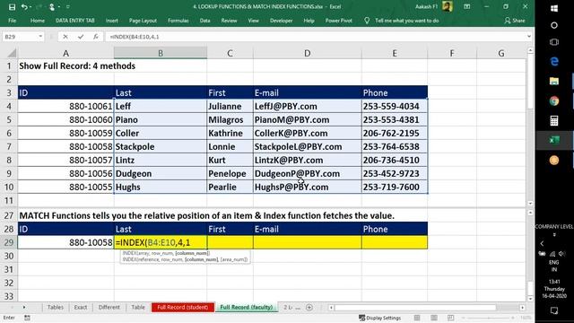 Part 4 - Excel Online Class - Learning Match Index Function - 16.04.2020 смотреть онлайн