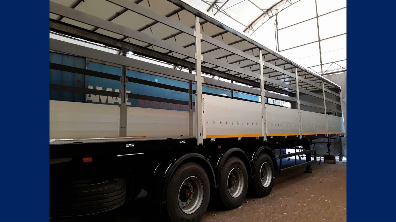 Платформу полуприцепа Нефаз оборудовали тентом каркасом сдвижным механизмом Sesam