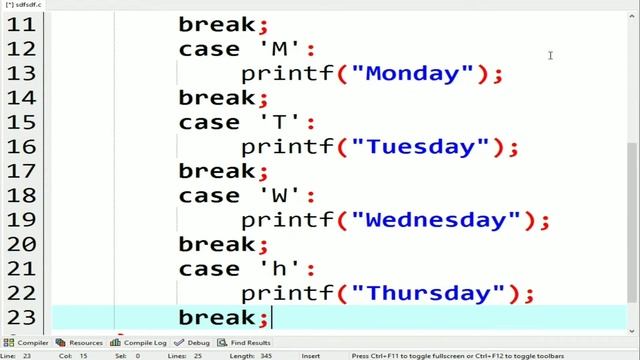 Write a program for print week name using switch Case statement || Simple Method Apply