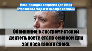 Mash: прокурор запросил для Игоря Стрелкова 4 года и 11 месяцев колонии