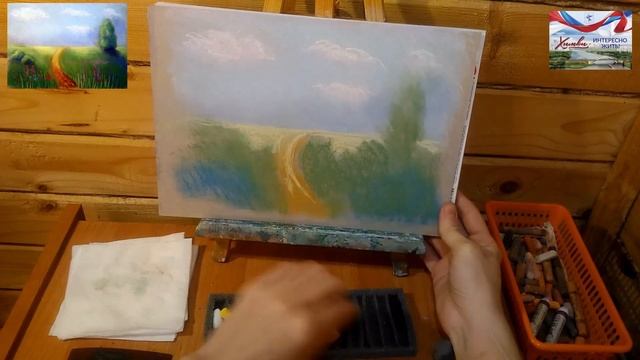 Летний пейзаж сухой пастелью смотреть онлайн