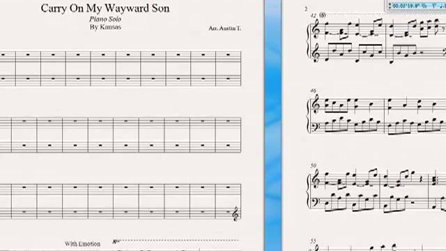 Carry On My Wayward Son Piano Sheet Music