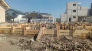 Проливка ростверка Строительство  дома в Краснодаре из газоблока