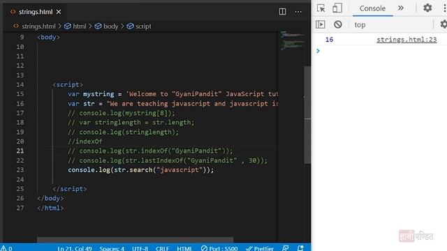 Javascript Search Method | Lecture 35 | JavaScript for Beginners