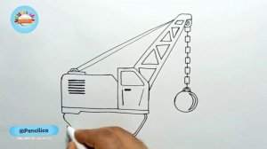 How to draw a wrecking ball crane - wrecking ball Crane drawing  - crane Drawing for kids