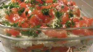 Салат с семгой и свежим огурцом  Праздник