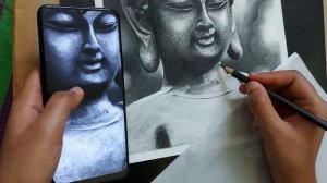 How To Draw Buddha Statue /  Graphite Pencils realistic statue drawing  step by step tutorial PAR 3