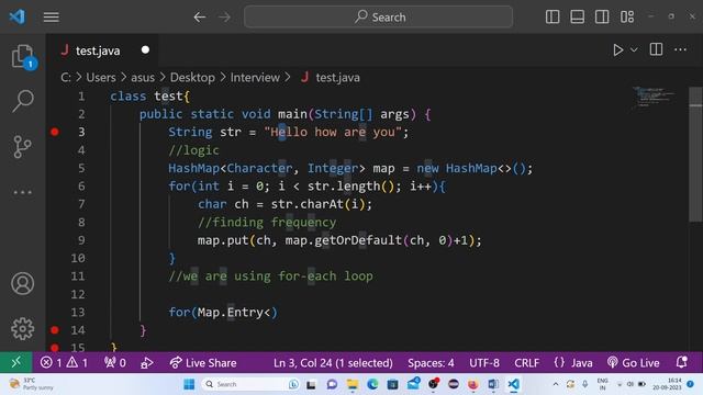 #11- Find Frequency Of Characters In A String Using HashMap | Interview Coding Questions #javacode