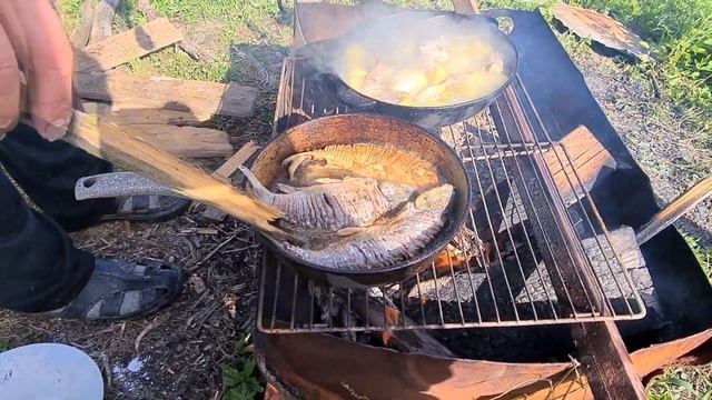 ЖАРЕНЫЙ КАРАСЬ НА МИЛЛИОН! КАРАСЬ БЕЗ КОСТЕЙ С ИКРОЙ НА КОСТРЕ!