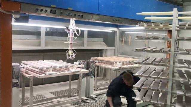Работа покрасочного станка Profi Maxi со 100% загрузкой на двух столах #артробот