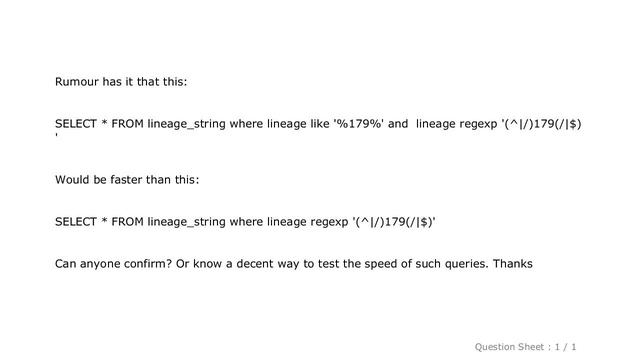 MySQL : Performance of RegEx vs LIKE in MySql queries