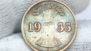 1 рейхспфенниг 1933 года. Германия. Веймарская республика