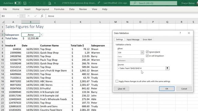 Remove Drop Down List in Excel