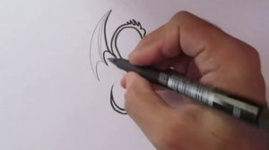 How to draw a tribal dragon tattoo easy from letter S Drawing dragon tattoo design/with alphabets