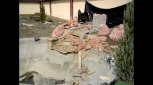 Поэтапное строительство водопада из природного камня своими руками (Вариант 2)