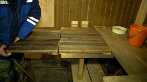 Баня.Складной полок и пол.