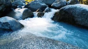 Blue mountain stream with a waterfall. (10 hours) Nature Sounds (White Noise)