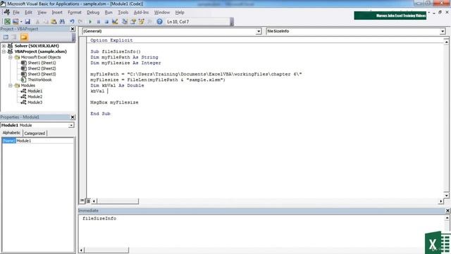 27. Determining File Sizes Using FILELEN || VBA Tutorial || Lecture || Microsoft Excel ||
