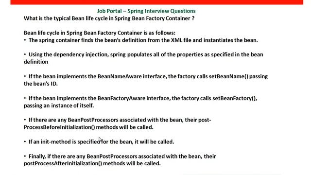 Spring interview question life cycle of a bean interviewdotcom job portal смотреть онлайн