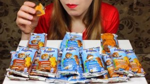 ASMR Eating Bear Barney Cake (Chewy Eating Sounds) NO TALKING. Tasty ASMR Eating